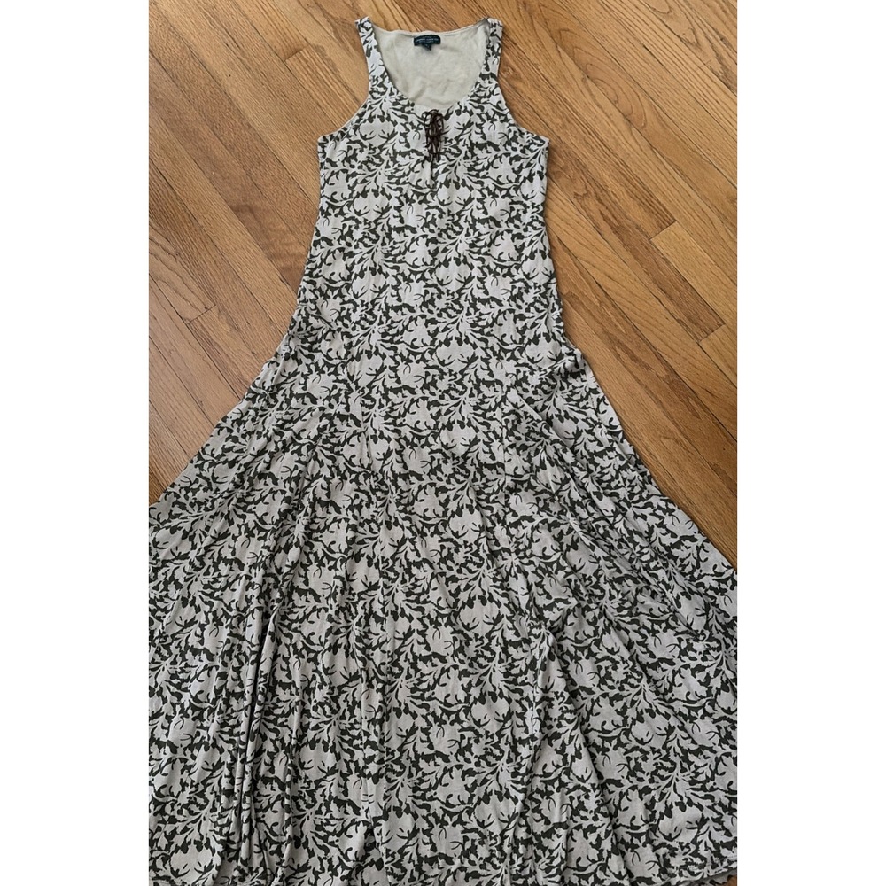 Lauren Ralph Lauren Green Leaf Print Maxi Tank Dress Bohemian Women's Medium